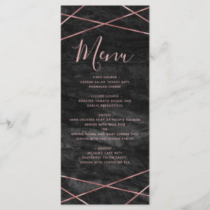 Black Marble Rose Gold Line Geometric Wedding Menu