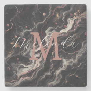 Black Marble Simple Stone & Granite Drinkware Coaster