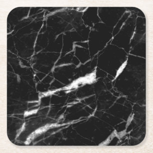 Black Marble Square Paper Coaster