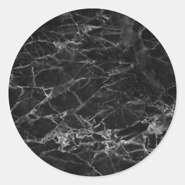 Black Marble Stone Classic Round Sticker (Front)