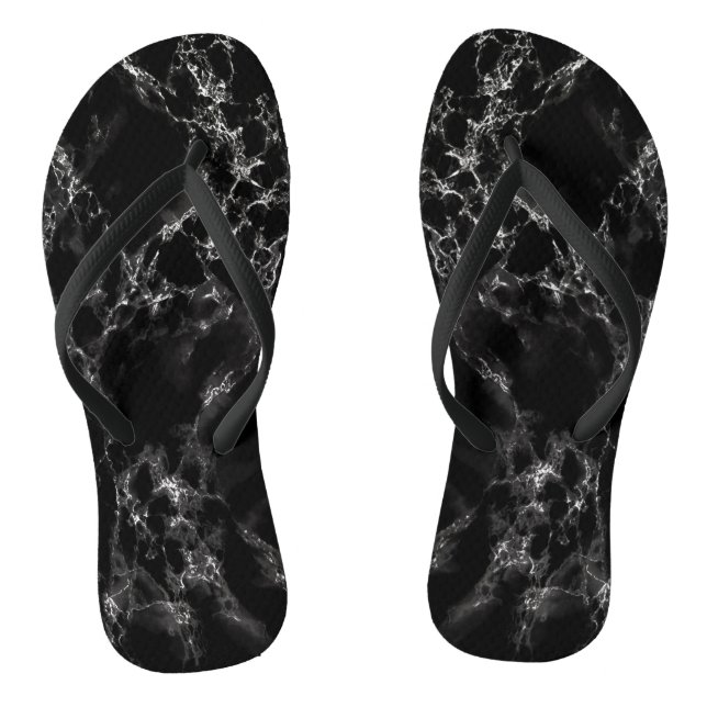 Black Marble Stone Flip Flops (Footbed)