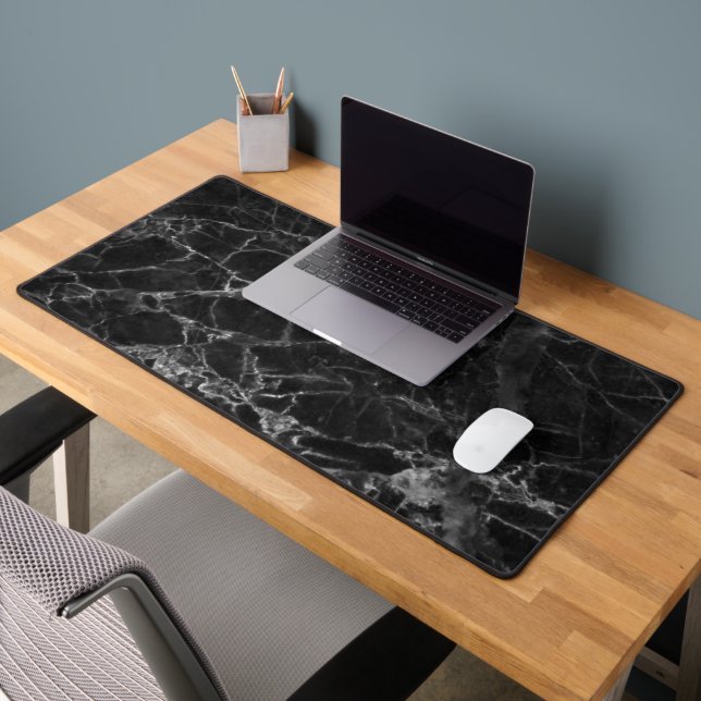 Black Marble Stone Look Desk Mat (Office 2)