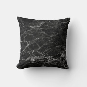 Black Marble Stone Look Throw Pillow