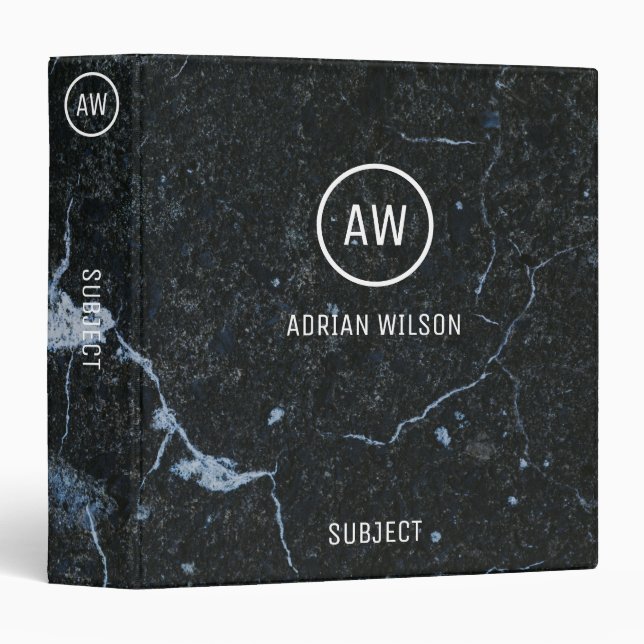 Black Marble Stone Pattern  Binder (Front/Spine)