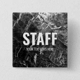 Black Marble Template Customizable Text Staff 2 Inch Square Button