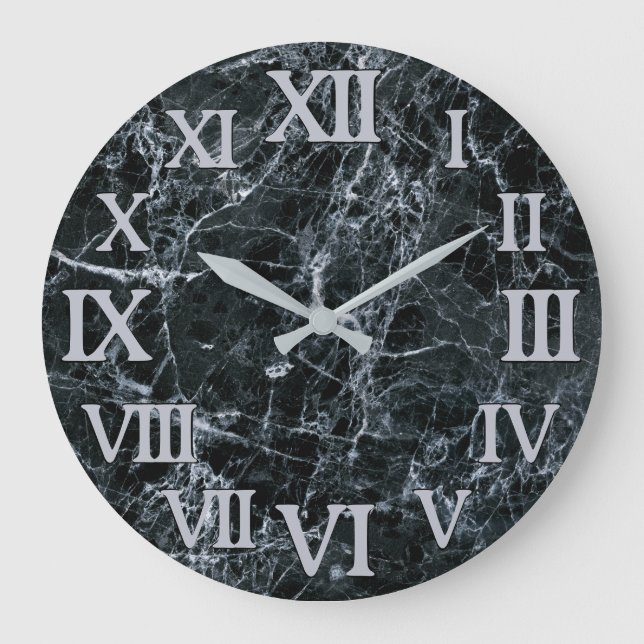 Black Marble Texture Large Clock (Front)