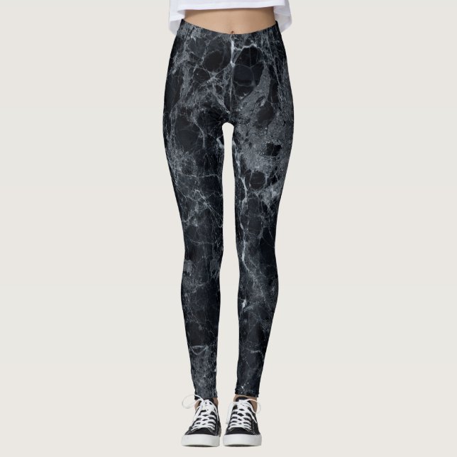 Black Marble Texture  Leggings (Front)