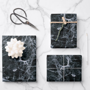 Black Marble Texture Wrapping Paper Sheet