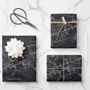 Black Marble Texture Wrapping Paper Sheet