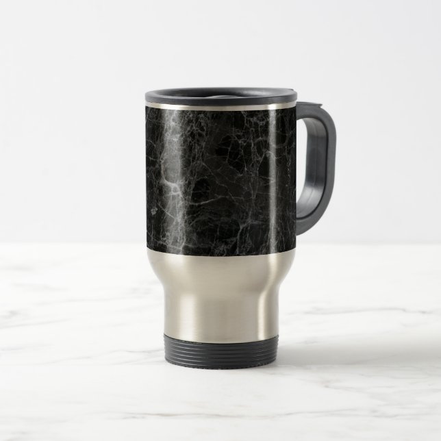 Black marble travel mug (Front Right)