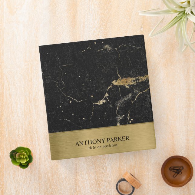 Black Marble with Gold Glitter 3 Ring Binder (In Situ)