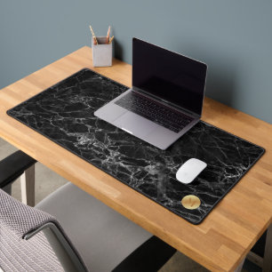 Black Marble with Gold Monogram Desk Mat