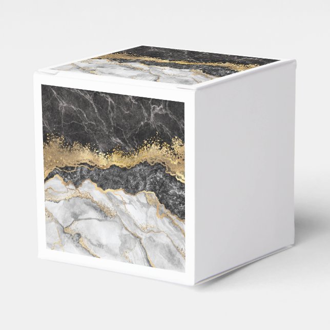 Black Marble with Gold Pretty Favor Box (Front Side)
