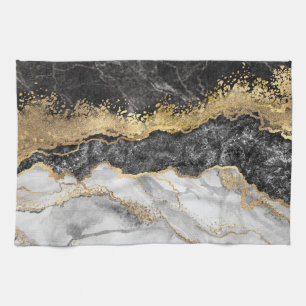 Black Marble with Gold Pretty Kitchen Towel