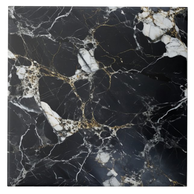 Black Marble with Golden Accents Tile (Front)