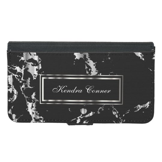Black Marble with Silver Accent Samsung Galaxy S5 Wallet Case