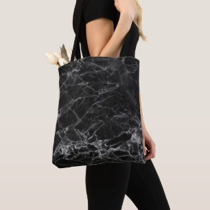 Black Marble With Silver Grain Tote Bag