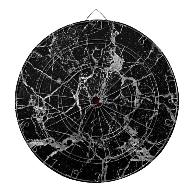 Black Marble with White Veining Dartboard (Front)