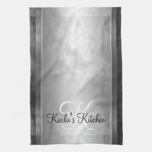 Black Marbled Personalized Kitchen Towel