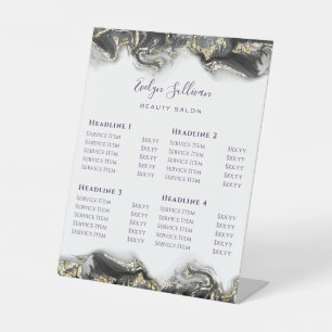 black Marbling Design Price List  Pedestal Sign