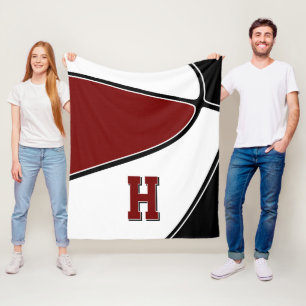 black maroon basketball team colours boys girls fleece blanket