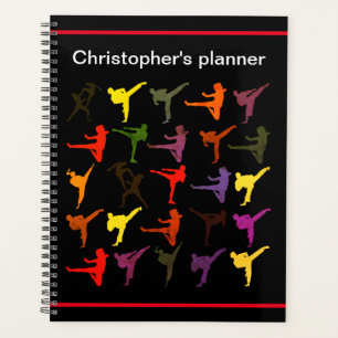 Black Martial Arts Karate Kid Kicks Back to School Planner
