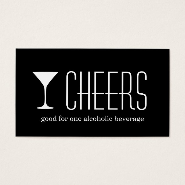 Black martini corporate logo event drink ticket (Front)