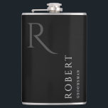 Black Masculine Monogram Groomsmen Gift Hip Flask<br><div class="desc">This simple custom groomsmen flask features personalized groomsman's name,  monogram,  and wedding date. You can easily change the background and fonts colours to match your event if you like.</div>