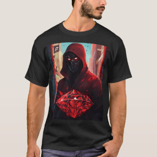 black mask with red diamond over left eye graffiti T-Shirt