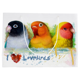 Black masked fischer Lutino peach faced lovebird Large Gift Bag