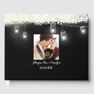 Black Mason Jar Under the Stars Wedding Your Photo Guest Book