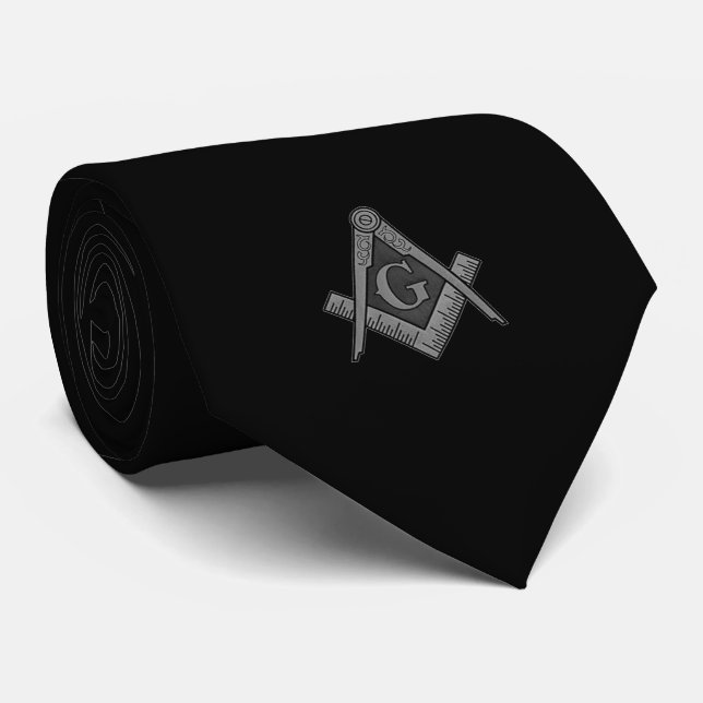 Black Masonic Freemason Master Neck Tie (Rolled)