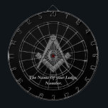 Black Masonic Master Mason Freemason Compass Dartboard<br><div class="desc">Personalized Freemasons,  masonic black,  dartboard. Square and compass. Knights templar.</div>