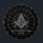 Black Masonic Master Mason Freemason Compass Dartboard<br><div class="desc">Personalized Freemasons,  masonic black,  dartboard. Square and compass. Knights templar.</div>