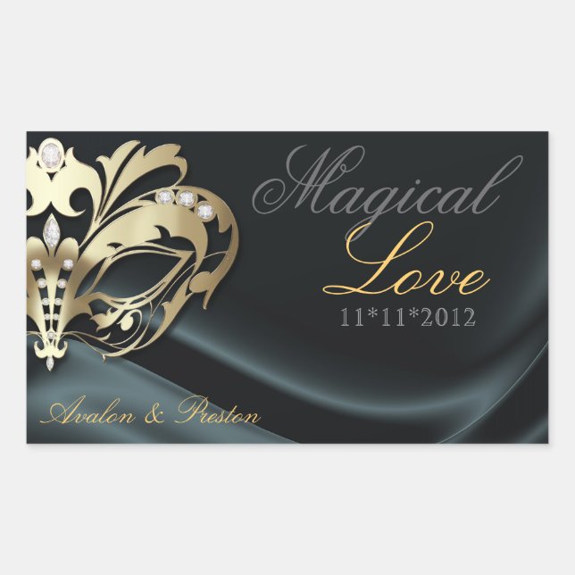 Black Masquerade Gold Candy Buffet Sticker (Front)