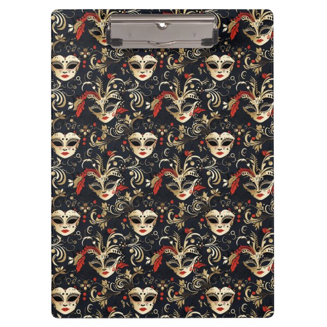 Black Masquerade Mask  Clipboard (Front)