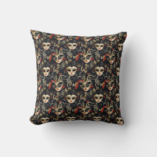 Black Masquerade Mask  Throw Pillow