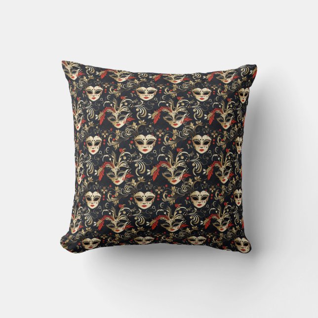 Black Masquerade Mask  Throw Pillow (Front)