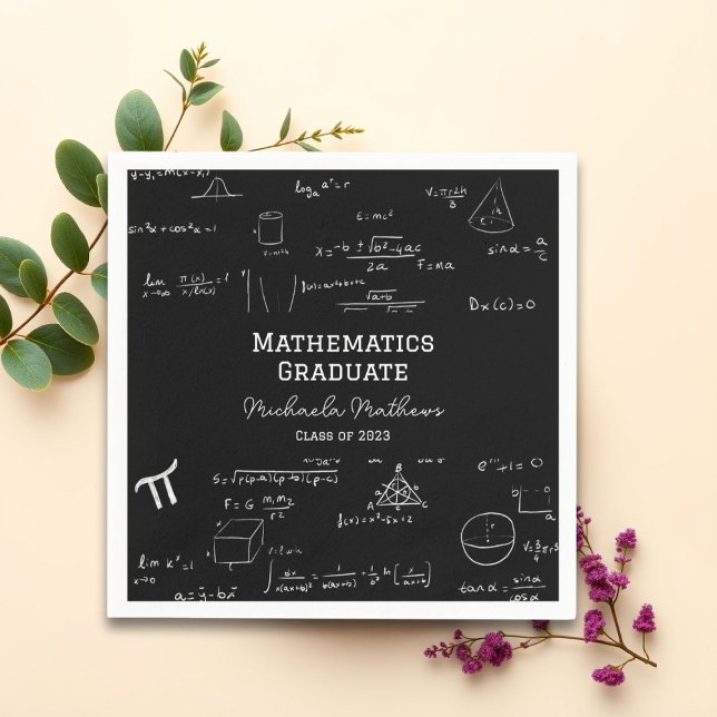 Black Mathematics Graduate Class of Graduation Napkin (Creator Uploaded)