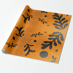 Black Matisse inspired leaves on gold Wrapping Paper