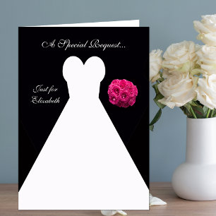 Black Matron of Honour Card -- Bridal Gown
