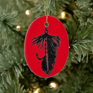 Black "Matuka" streamer"  Christmas Ornament