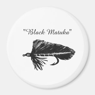 Black Matuka streamer, fly fishing, fly tying art Magnet