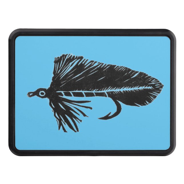 Black Matuka streamer, fly fishing, fly tying art Trailer Hitch Cover (Front)