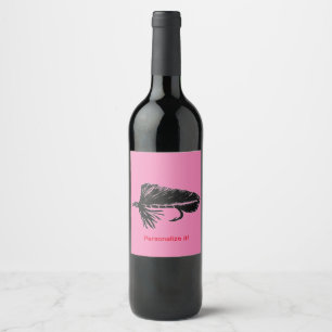 Black Matuka streamer, fly tying, fly fishing art Wine Label