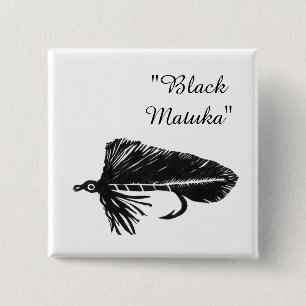 Black Matuka streamer for fly fishing, fly tying 2 Inch Square Button