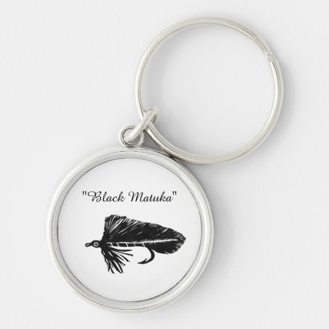 Black Matuka streamer for fly tying, fly fishing Keychain (Front)