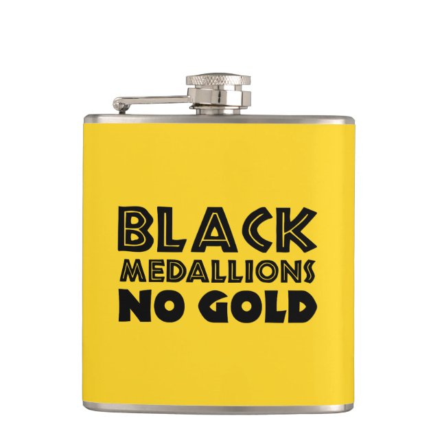 BLACK MEDALLIONS NO GOLD HIP FLASK (Front)