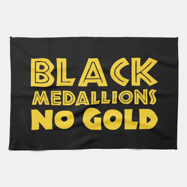 BLACK MEDALLIONS NO GOLD KITCHEN TOWEL (Horizontal)