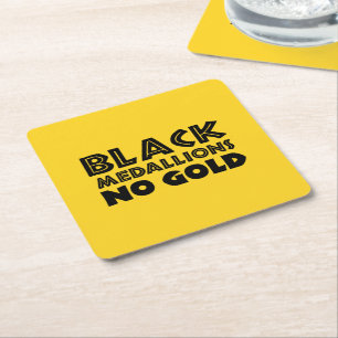 BLACK MEDALLIONS NO GOLD SQUARE PAPER COASTER